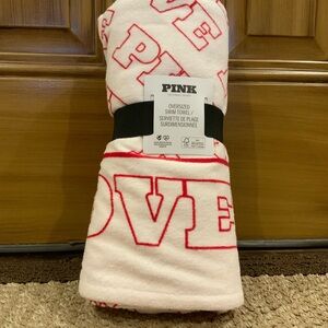 PINK Victoria's Secret White Towel with Red Logo